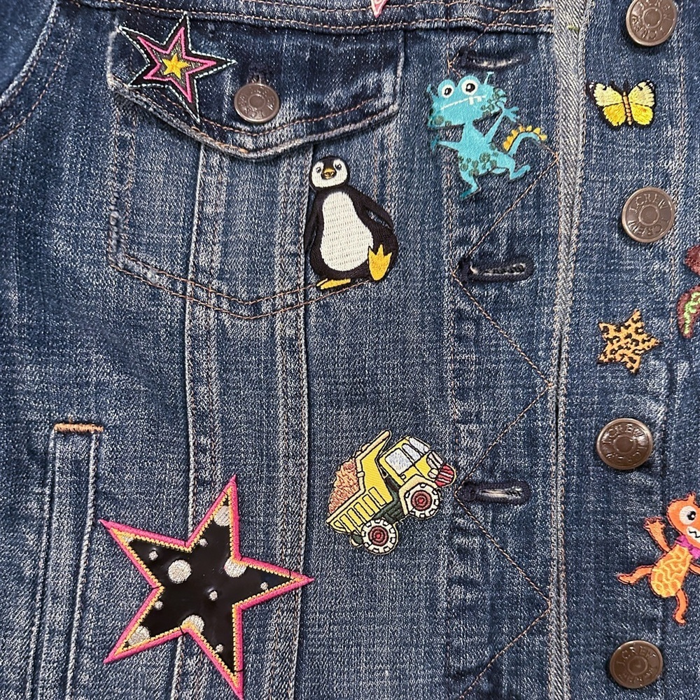 J.Crew Denim Jacket Custom Patch Upcycled Daisy Floral Boho OOAK Sz S - Picture 9 of 9